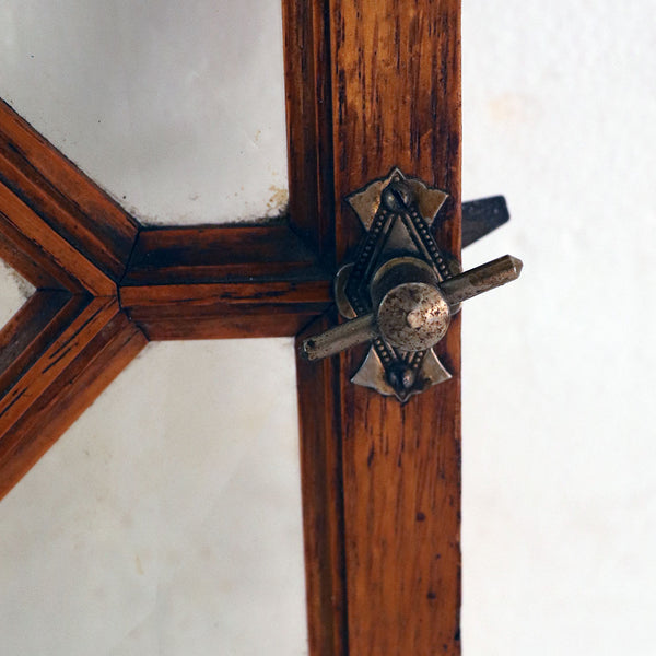 English Victorian Beveled Glass Oak Cabinet Door