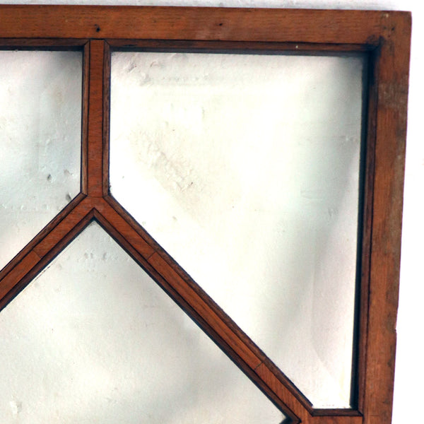 English Victorian Beveled Glass Oak Cabinet Door