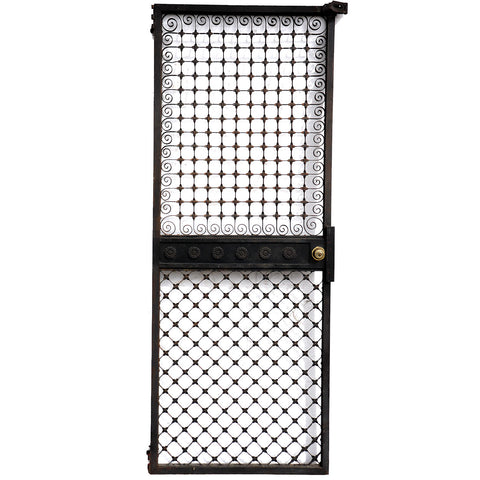 American Winslow Brothers Painted Wrought Iron Elevator Grille Single Door