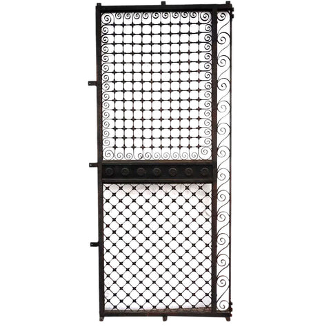 American Winslow Brothers Wrought Iron Elevator Grille Single Door and Sidelight