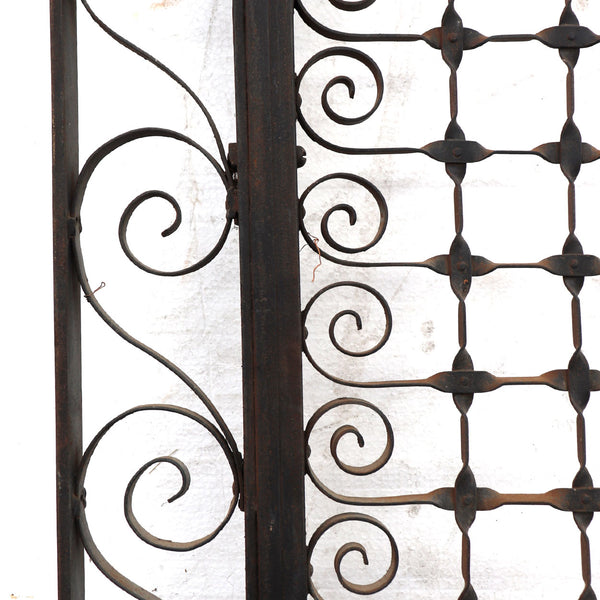 American Winslow Brothers Wrought Iron Elevator Grille Single Door and Sidelight