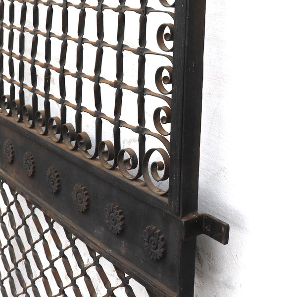 American Winslow Brothers Wrought Iron Elevator Grille Single Door and Sidelight