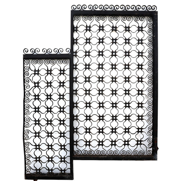 American Winslow Brothers Wrought Iron Elevator / Window Grille Double Panel