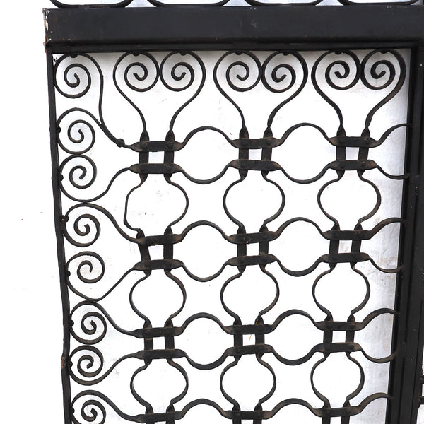 American Winslow Brothers Wrought Iron Elevator / Window Grille Double Panel