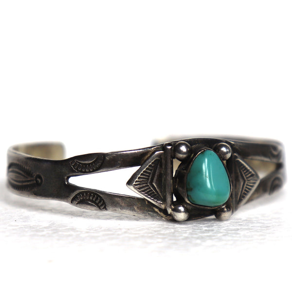 Native American Indian Morris Robinson Hopi Silver and Turquoise Cuff Bracelet