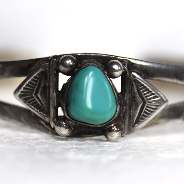 Native American Indian Morris Robinson Hopi Silver and Turquoise Cuff Bracelet