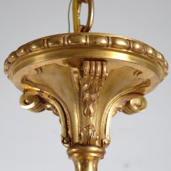 Vintage French / Italian Gilt Bronze Six-Light Chandelier