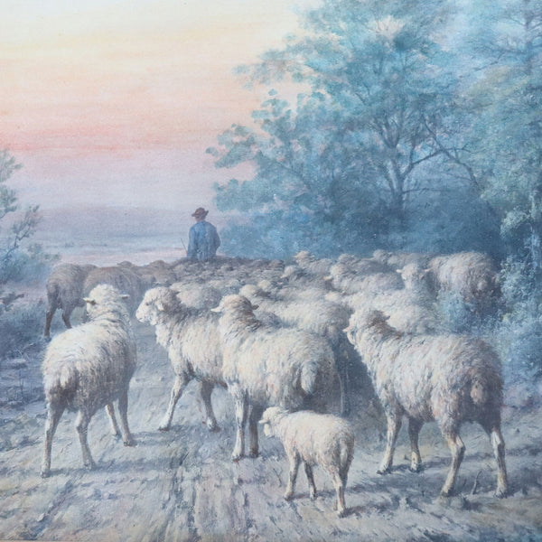 GEORGE RIECKE Watercolor on Paper Painting, Landscape with Sheep