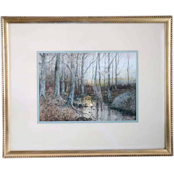 SAMUEL R. CHAFFEE Watercolor on Paper Painting, Forest Brook