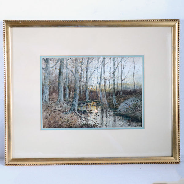 SAMUEL R. CHAFFEE Watercolor on Paper Painting, Forest Brook