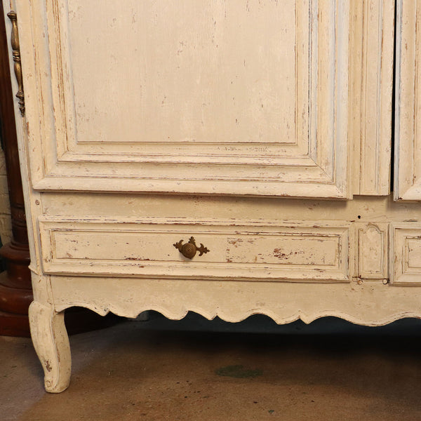 Large French Louis XV Chateau Painted Oak Armoire