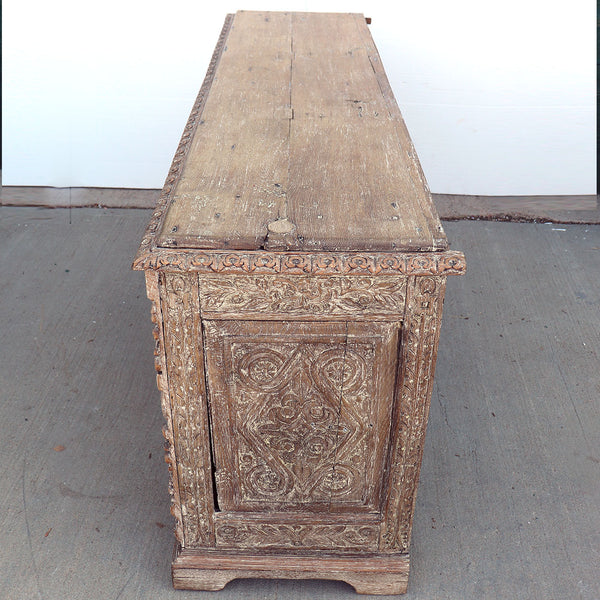 English Georgian White Washed Oak Sideboard Cabinet