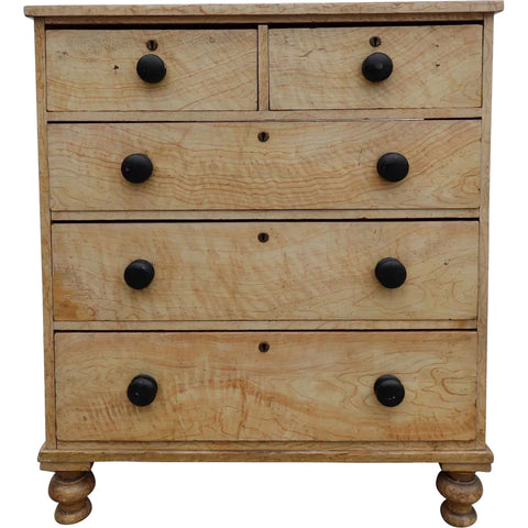 Small English Painted Pine Faux Grain Chest of Drawers