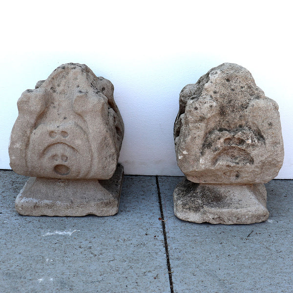 Pair French Gothic Revival Limestone Architectural Finials