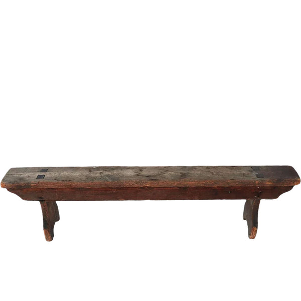 Low Swedish Rustic Pine Boot Bench