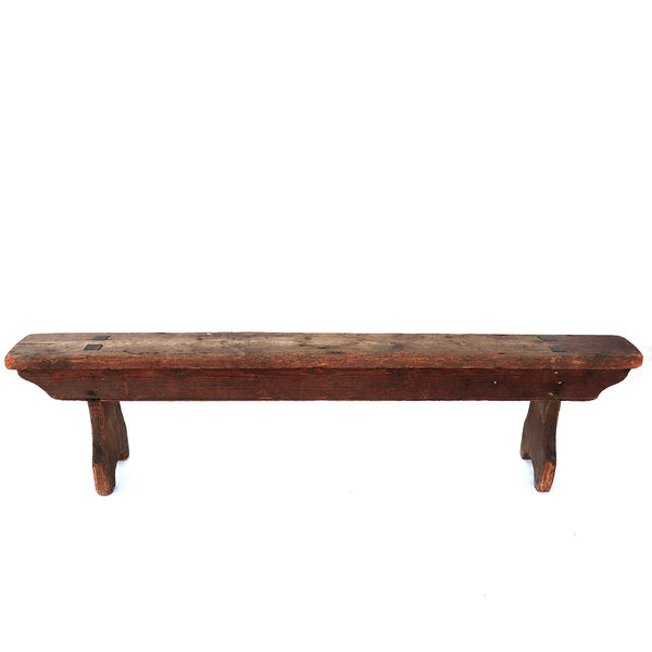 Low Swedish Rustic Pine Boot Bench