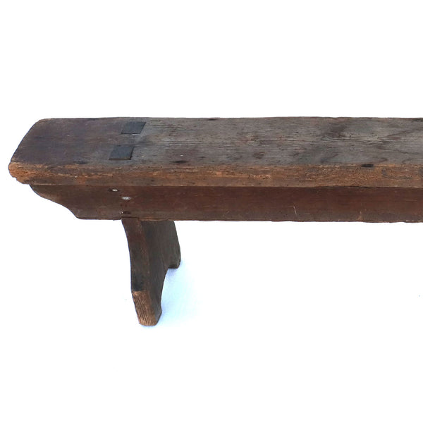 Low Swedish Rustic Pine Boot Bench