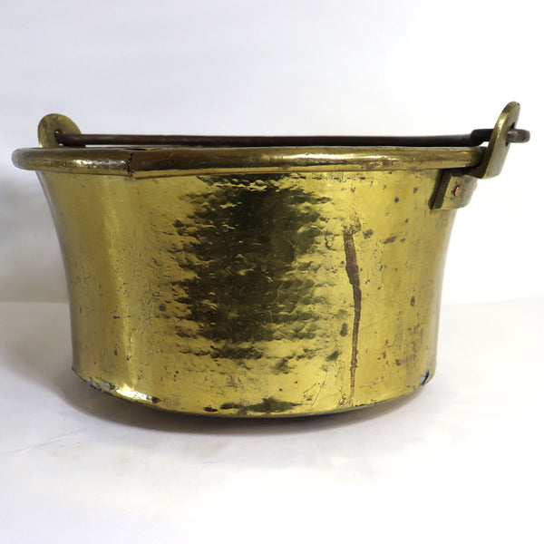 Large French Brass and Wrought Iron Handle Cooking Pot