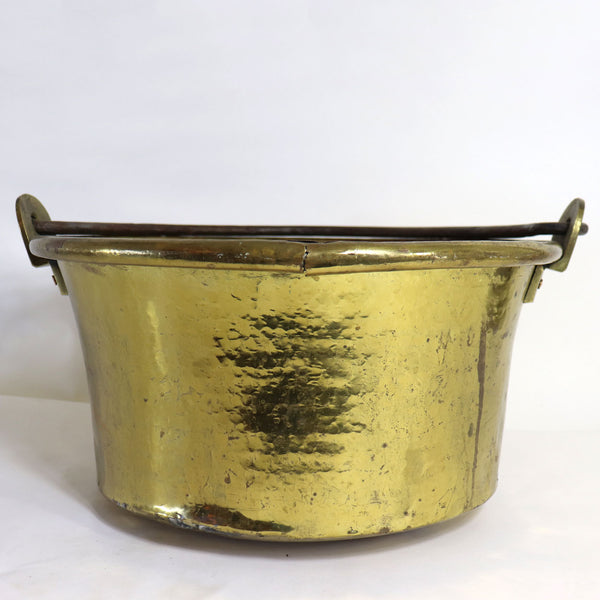 Large French Brass and Wrought Iron Handle Cooking Pot