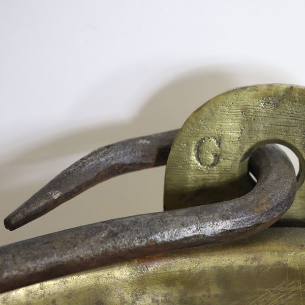 Large French Brass and Wrought Iron Handle Cooking Pot