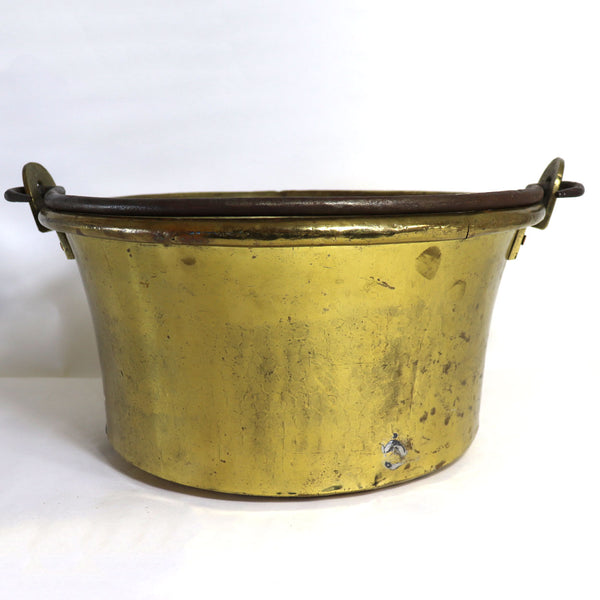 Large French Brass and Wrought Iron Handle Cooking Pot