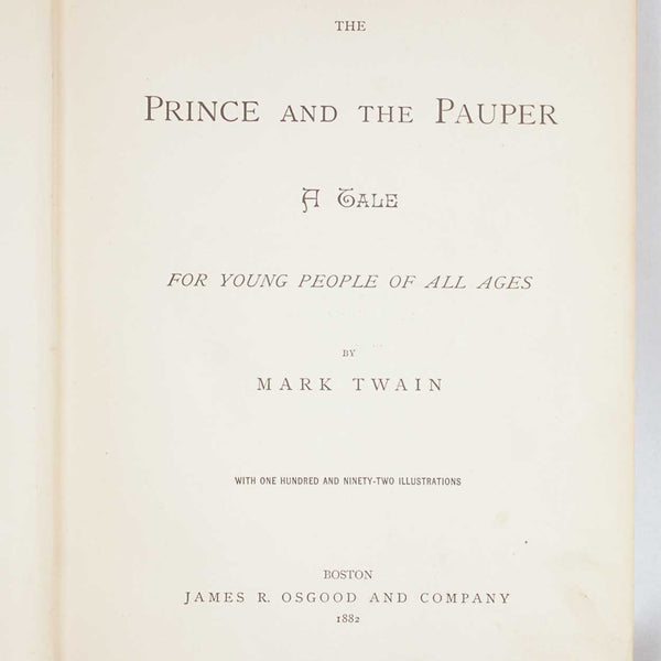 First Edition Book: The Prince and the Pauper by Mark Twain