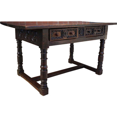 Early Spanish Baroque Chestnut Work Table