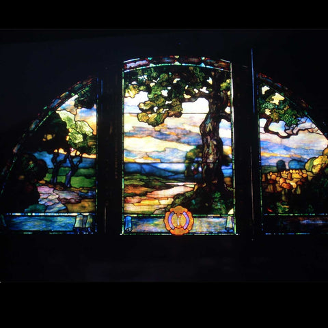 American Duffner and Kimberly Stained and Leaded Glass Sunset Triptych Window