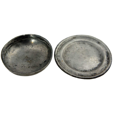 Early Small Pewter Plate and Lid