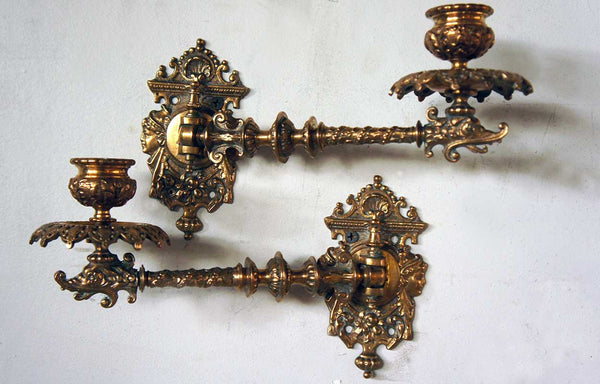 Pair of Small French Gilt Bronze Swing-Arm One-Light Wall Sconces