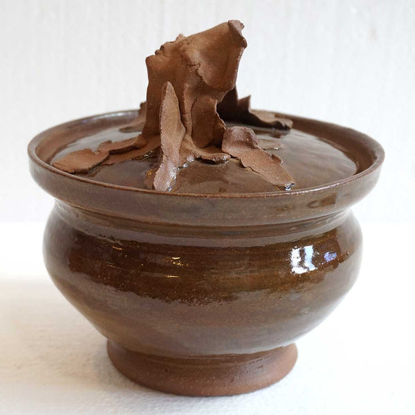 ERON JOHNSON Contemporary Art Pottery Brown Glaze Lidded Pot