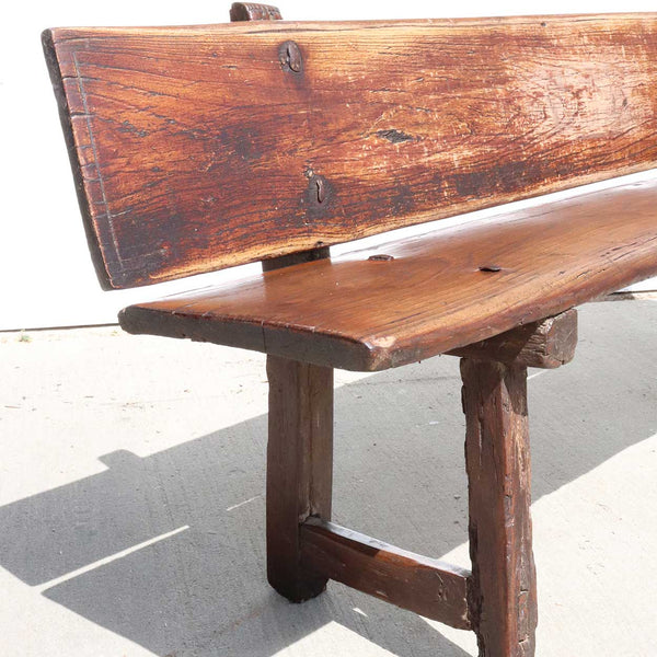 Early Portuguese Chestnut Rustic Plank Bench