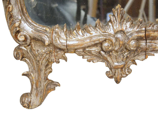 Rare Pair of Large Early Italian Baroque Silver Gilt Pier Mirrors