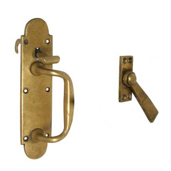 English Late Victorian Solid Brass Door Handle and Latch