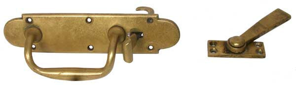 English Late Victorian Solid Brass Door Handle and Latch