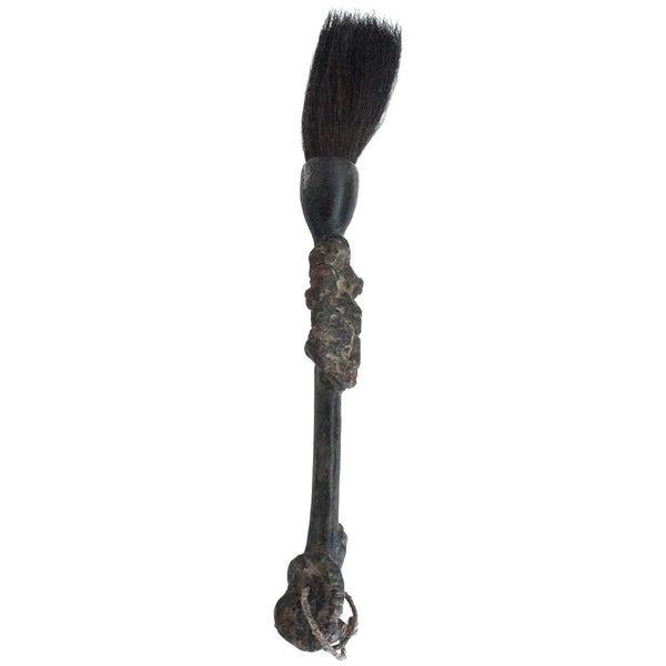 Large Chinese Carved Tree Root Handle Calligraphy Brush