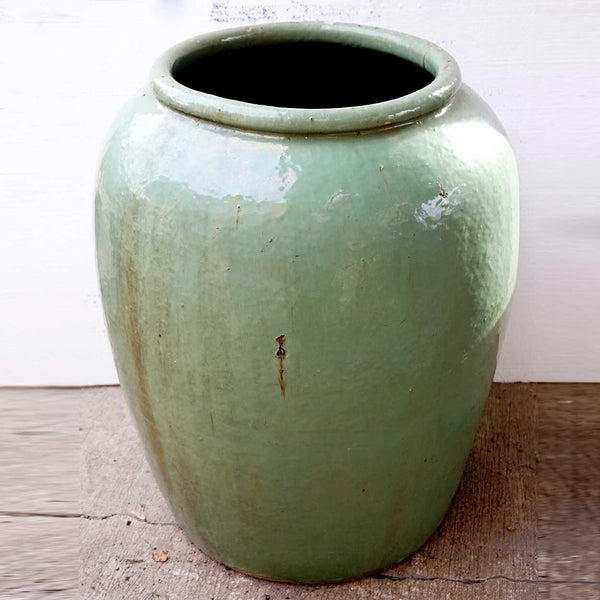 Large Chinese Jiaxing Celadon Pottery Water Urn