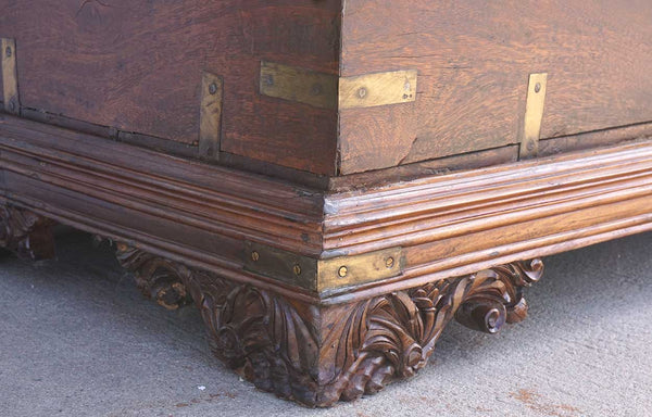 Large Anglo Indian Brass Mounted Jackfruit and Mahogany Blanket Chest