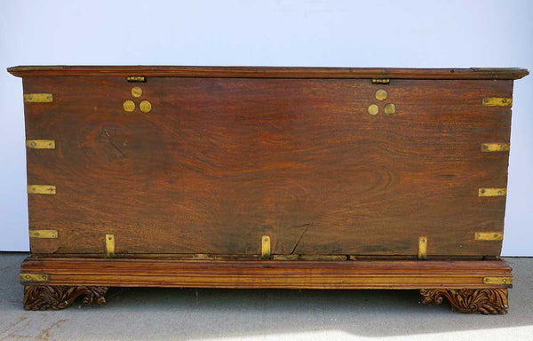 Large Anglo Indian Brass Mounted Jackfruit and Mahogany Blanket Chest