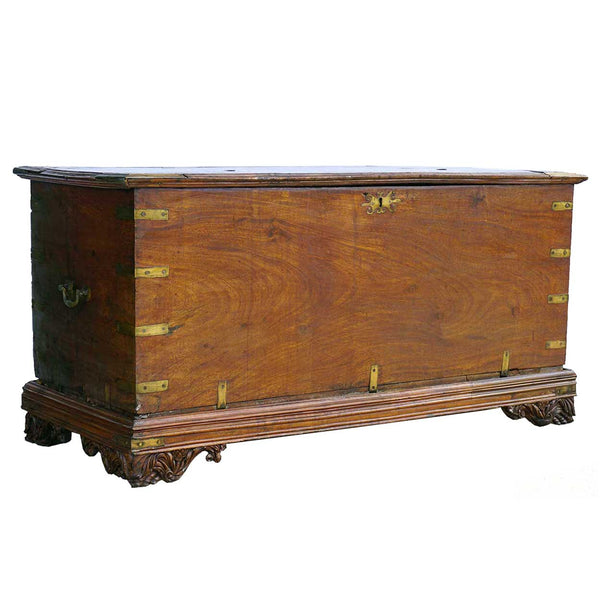 Large Anglo Indian Brass Mounted Jackfruit and Mahogany Blanket Chest
