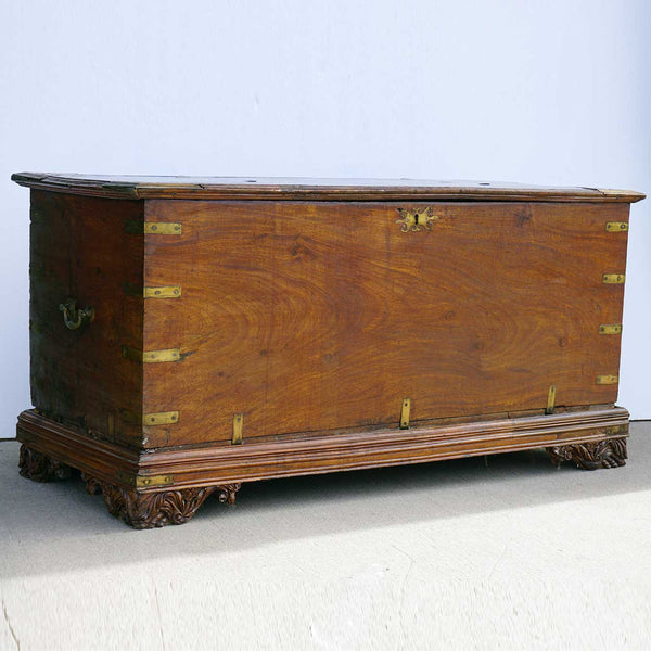 Large Anglo Indian Brass Mounted Jackfruit and Mahogany Blanket Chest