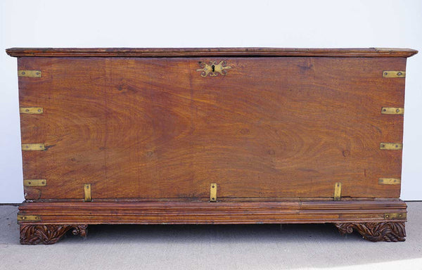 Large Anglo Indian Brass Mounted Jackfruit and Mahogany Blanket Chest