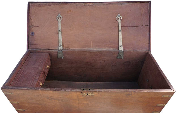 Large Anglo Indian Brass Mounted Jackfruit and Mahogany Blanket Chest