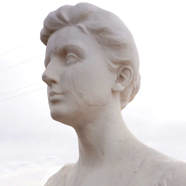 Large HENRI CRENIER Marble Sculpture Neoclassical Figure and Leopard