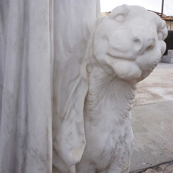 Large HENRI CRENIER Marble Sculpture Neoclassical Figure and Leopard