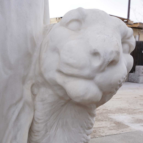 Large HENRI CRENIER Marble Sculpture Neoclassical Figure and Leopard