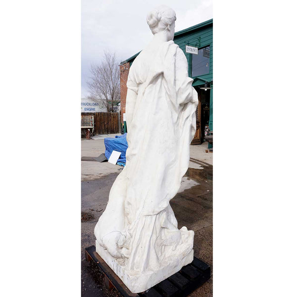 Large HENRI CRENIER Marble Sculpture Neoclassical Figure and Leopard