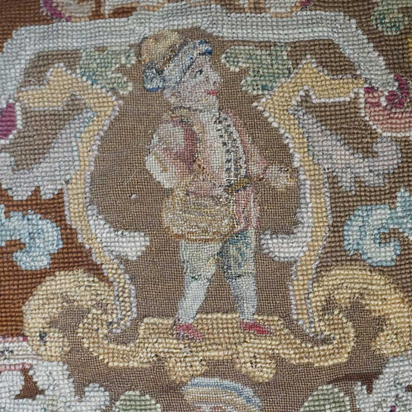 Early English 18th century Needlework and Tassel Trim Pillow