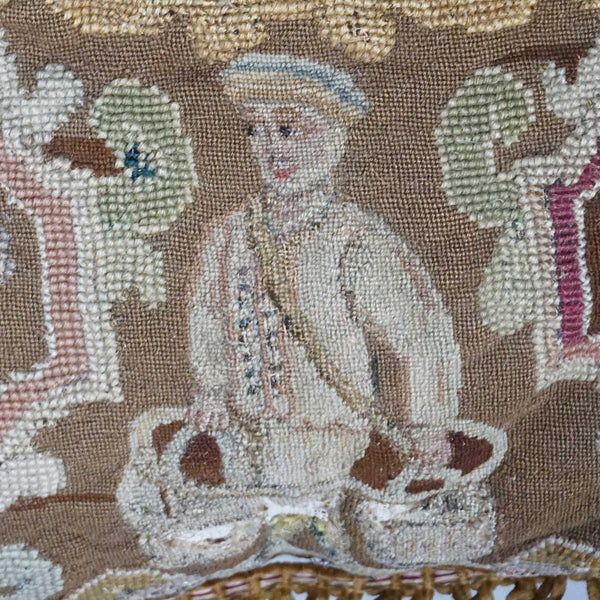 Early English 18th century Needlework and Tassel Trim Pillow