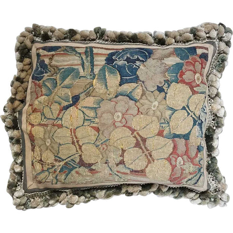 French 17th century Tapestry and Tassel Trim Throw Pillow